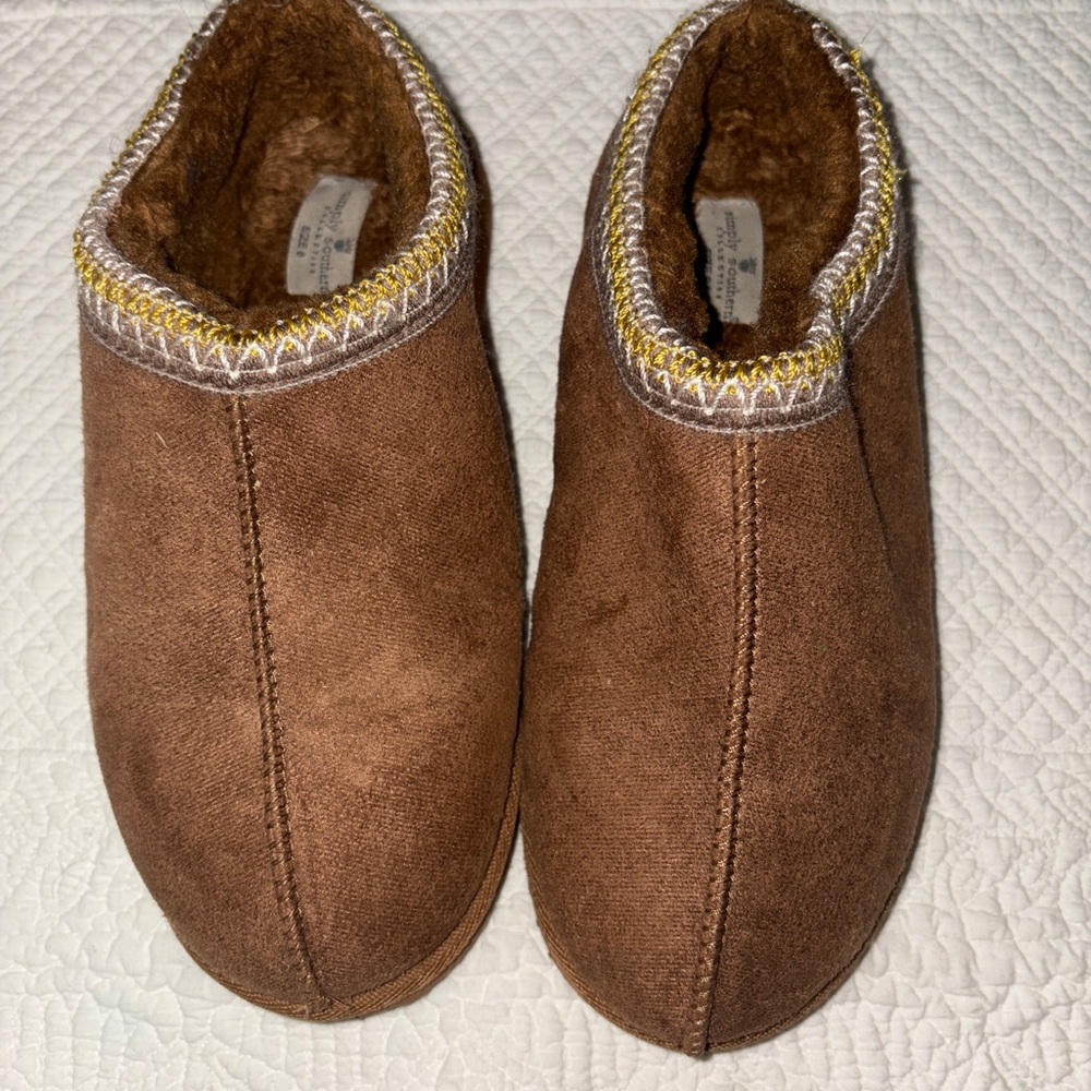 Cozy Brown Slippers with Yellow Trim